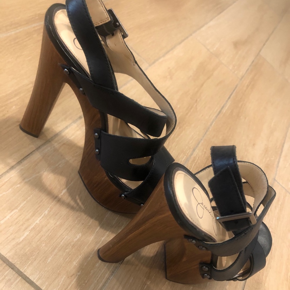 Jessica Simpson Strappy Wooden Platforms